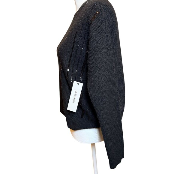 NEW Calvin Klein Women's Holiday Sequin Sweater Black Size S Small - Picture 4 of 9